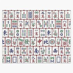 Traditional Mahjong Tiles in Red Background Jigsaw Puzzle