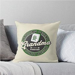 Mahjong Grandma - The Legend - I Love Mahjong Cantonese Game Throw Pillow