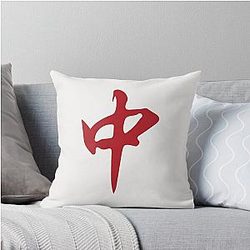 Red Mahjong Hongzhong Tile Its Mahjong Time Throw Pillow