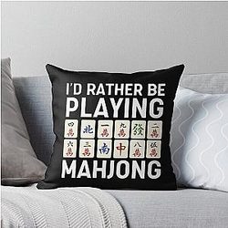 I'd Rather Be Playing Mahjong Throw Pillow