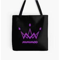 Mamamoo Bags - Kpop Mamamoo Purple Logo All Over Print Tote Bag RB0508