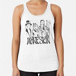 Maneskin Black & White Racerback Tank Top