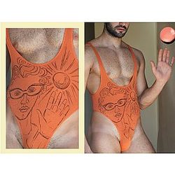 Mankini The Mystical Jester bodysuit - hand drawn