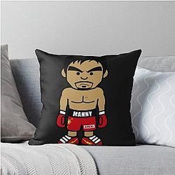 Angry Manny Pacquiao Cartoon Throw Pillow