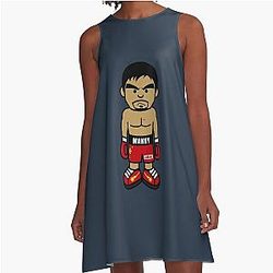 Angry Manny Pacquiao Cartoon by Ai Real Apparel A Line Dress