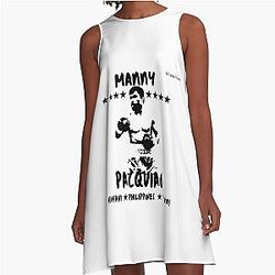 Manny Pacquiao Vintage Boxing Poster Edition A-Line Dress