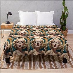 Art Deco Portraits Of Marilyn Monroe Throw Blanket
