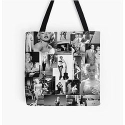 Marilyn Monroe Collage by Kissa Gwendolyn Over Print Tote Bag