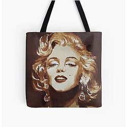 Marilyn Monroe Painted On Coffee Tote Bag