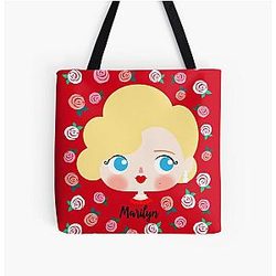 Marilyn Monroe Roses All Over Print Tote Bag