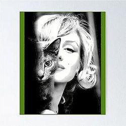 Marilyn Monroe with Cat Poster