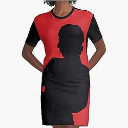 Mark Knopfler Dire Straits Silhouette - Black Graphic T-Shirt Dress