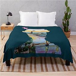 Mary Poppins flying above London Throw Blanket