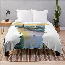 Mary Poppins flying above London Throw Blanket