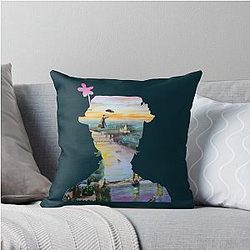 Mary Poppins flying above London Throw Pillow