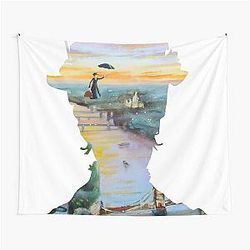 Mary Poppins flying above London Tapestry