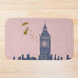 Mary Poppins and Big Ben in Blue Bath Mat