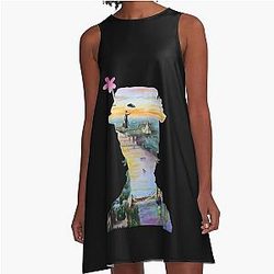 Mary Poppins flying above London A Line Dress