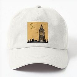 Mary Poppins and Big Ben Linocut in Black Yellow Dad Hat