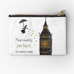 Mary Poppins Practically Perfect Every Way Linocut Zipper Pouch