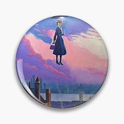 Mary Poppins flying over London.