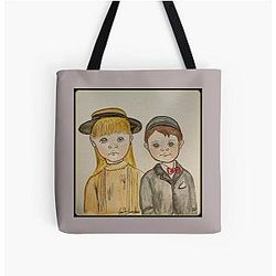 Mary Poppins Jane and Michael Banks by Jan Shackelford All Over Print Tote Bag