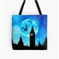 Magical Watercolor Night Mary Poppins All Over Print Tote Bag