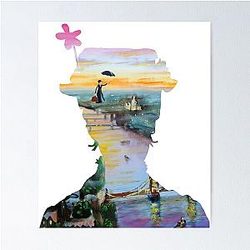 Mary Poppins above London Poster