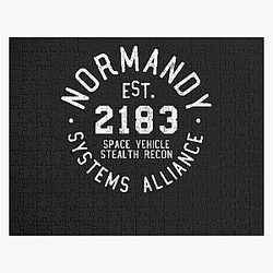 Ssv normandy athletic shirt mass effect athletic style white print Jigsaw Puzzle