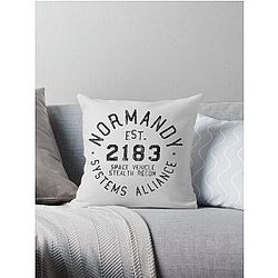 SSV Normandy Athletic Shirt - Mass Effect Athletic Style - Black Print Throw Pillow