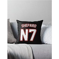 Commander Shepard Jersey - Mass Effect Athletic Jersey - White Lettering Throw Pillow