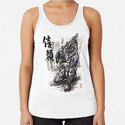 Mass Effect Garrus Sumie style with Japanese Calligraphy Racerback Tank Top