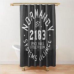 SSV Normandy Athletic Shirt - Mass Effect Athletic Style - White Print Shower Curtain