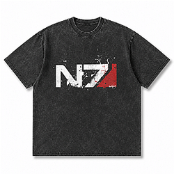 Distressed N7 PTTT1806 Washed  Mass Effect T-Shirts