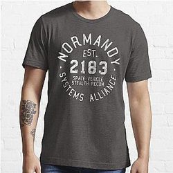 SSV Normandy Athletic Shirt - Mass Effect Athletic Style - White Print Essential T-Shirt
