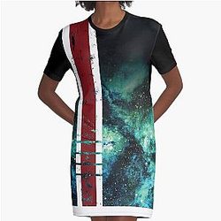 Mass Effect Tribute Armor Stripe Graphic T-Shirt Dress