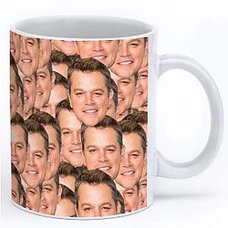 Matt Damon 11oz White Ceramic Coffee Cup With Matt Damon Collage
