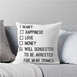 Matthew Morrison - Will Schuester should be arrested for war crimes Glee Throw Pillow