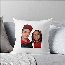 Andy Samberg and Maya Rudolph Red Throw Pillow