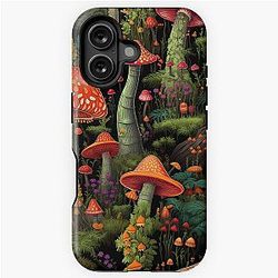 Mushroom mayhem, seamless digital art iPhone Tough Case