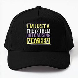 They Them Out Causing Mayhem Funny Non Binary Baseball Cap