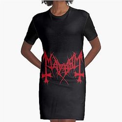 Mayhem - Norway Band - Original Logo - Fanart - Red Edition Graphic T-Shirt Dress
