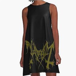 Mayhem - Norway Band - Original Logo - Fanart - Gold Edition A-Line Dress