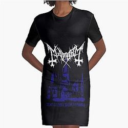 Mayhem - Norway Band - Original Logo - Fanart - De Mysteriis Dom Sathanas - Blue Graphic T-Shirt Dress