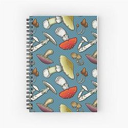 Mushroom Mayhem - Blue Spiral Notebook
