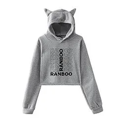 Ranboo Printing Cat Ear Crop Top Hoodie RB2911