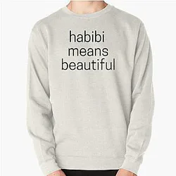 Quackity Sweatshirts - Habibi Means Beautiful - Quackity Beanie - white Pullover Sweatshirt RB2905