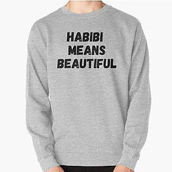 Quackity Sweatshirts - Habibi Means Beautiful - Quackity Beanie - bold black Pullover Sweatshirt RB2905