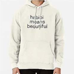 Quackity Hoodies - Habibi Means Beautiful - Quackity Beanie - white Pullover Hoodie RB2905