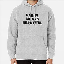 Quackity Hoodies - Habibi Means Beautiful - Quackity Beanie - bold black Pullover Hoodie RB2905
